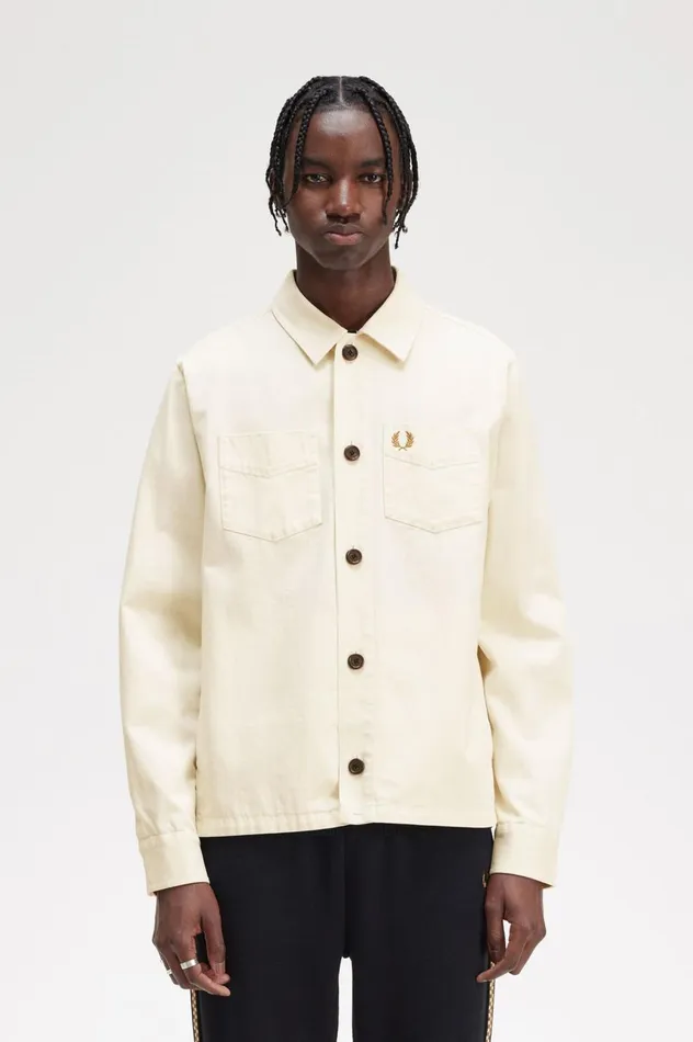 Men Twill Overshirt Ecru Fred Perry Overshirts