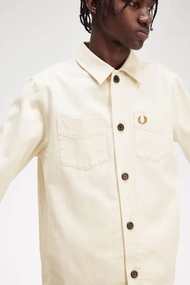 Men Twill Overshirt Ecru Fred Perry Overshirts