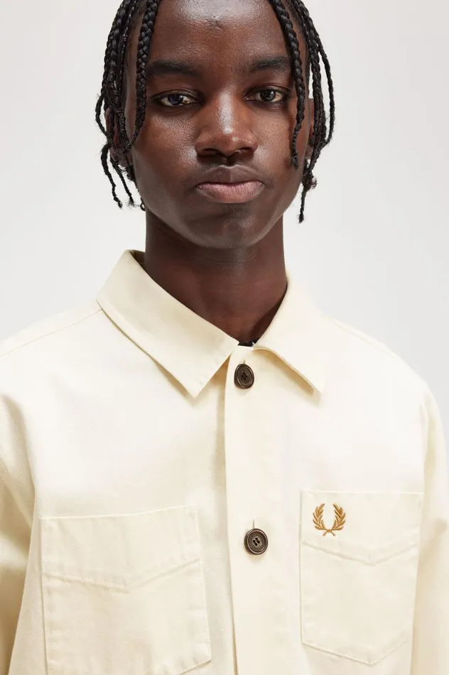 Men Twill Overshirt Ecru Fred Perry Overshirts
