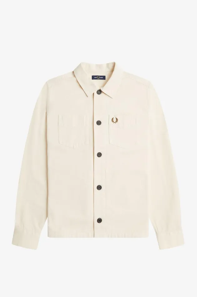 Men Twill Overshirt Ecru Fred Perry Overshirts