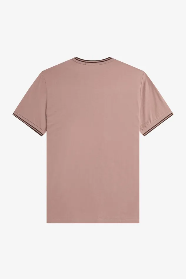 Men Twin Tipped TShirt Dark Pinkwhisky Brown Fred Perry TShirts