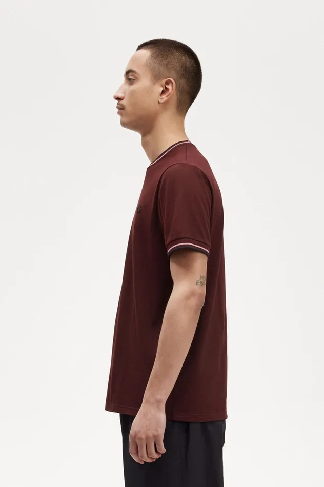 Men Twin Tipped TShirt Oxblood Fred Perry TShirts