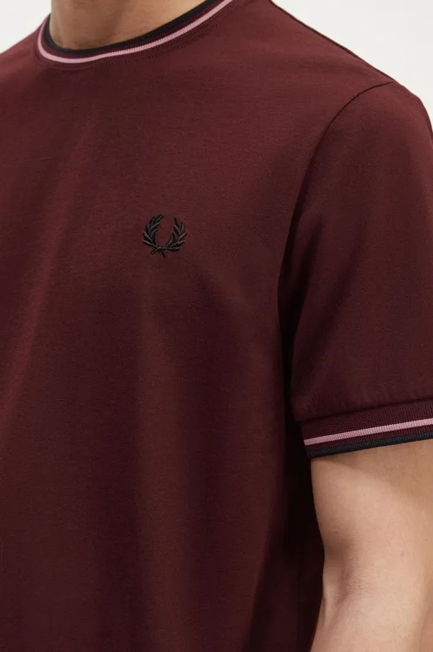 Men Twin Tipped TShirt Oxblood Fred Perry TShirts