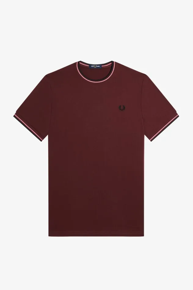 Men Twin Tipped TShirt Oxblood Fred Perry TShirts