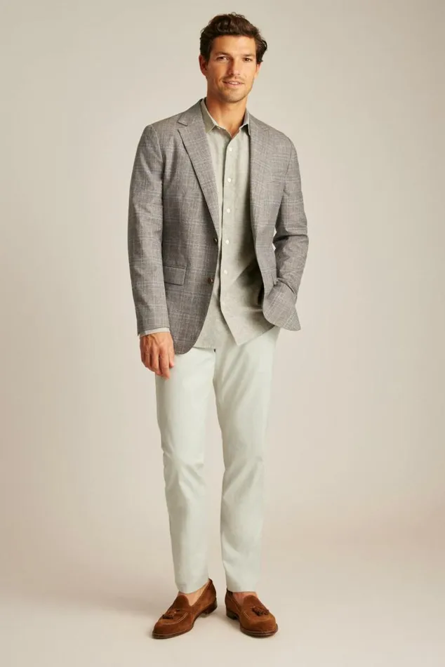 Men Unconstructed Italian Blazer Chocolate Blue Plaid Bonobos Blazers and Sport Coats