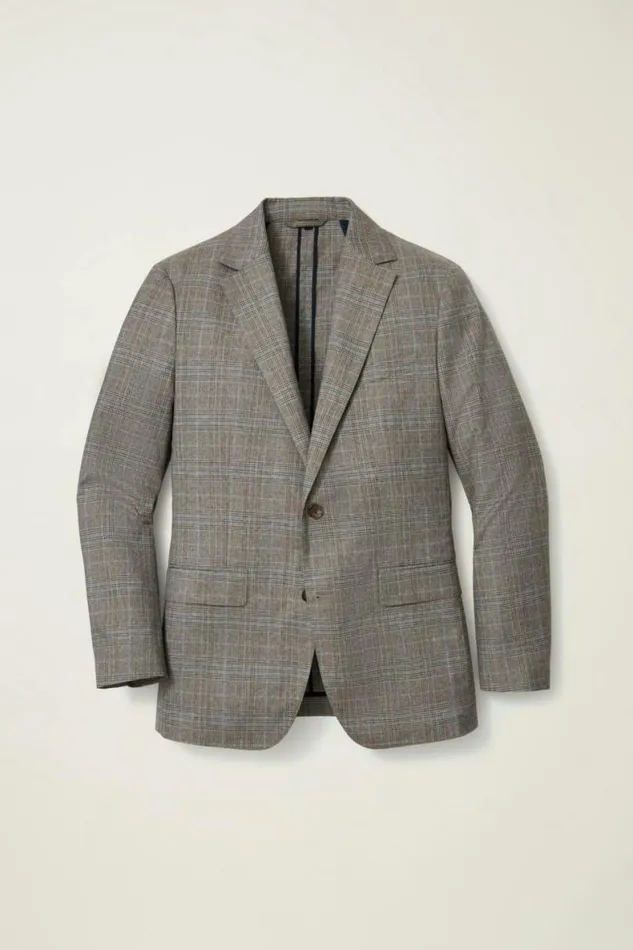Men Unconstructed Italian Blazer Chocolate Blue Plaid Bonobos Blazers and Sport Coats