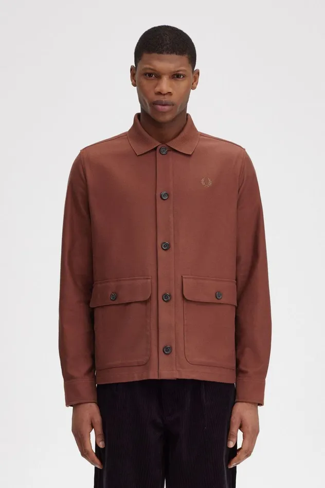 Men Utility Pocket Overshirt Whisky Brown Fred Perry Overshirts