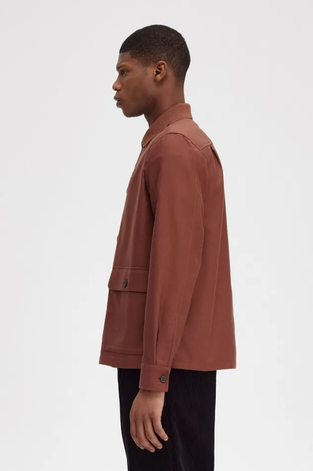Men Utility Pocket Overshirt Whisky Brown Fred Perry Overshirts