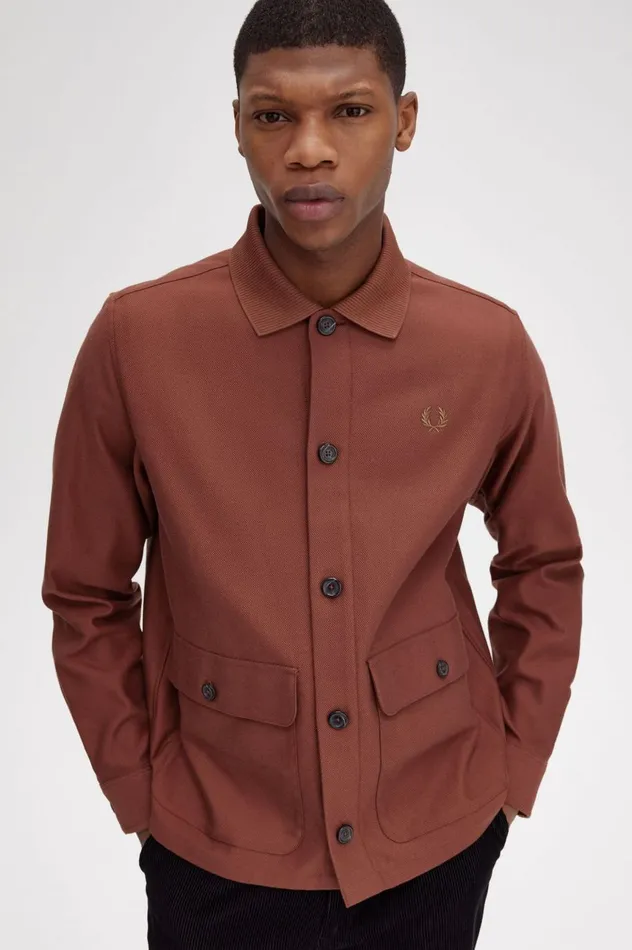 Men Utility Pocket Overshirt Whisky Brown Fred Perry Overshirts