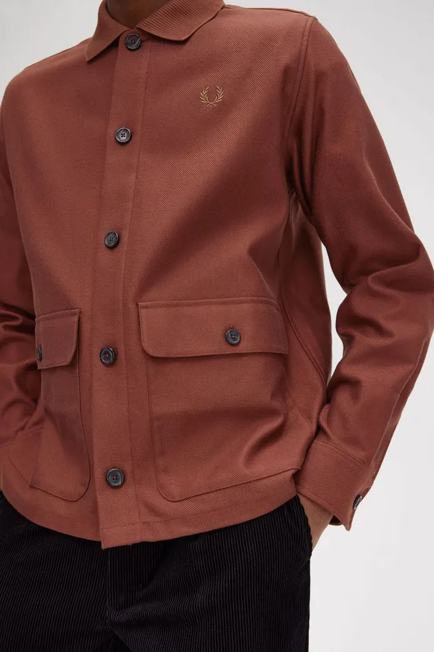 Men Utility Pocket Overshirt Whisky Brown Fred Perry Overshirts