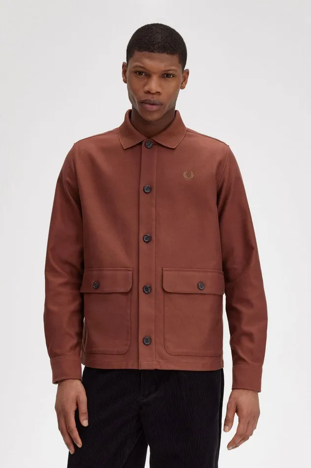 Men Utility Pocket Overshirt Whisky Brown Fred Perry Overshirts