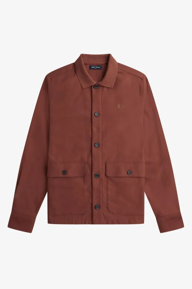 Men Utility Pocket Overshirt Whisky Brown Fred Perry Overshirts