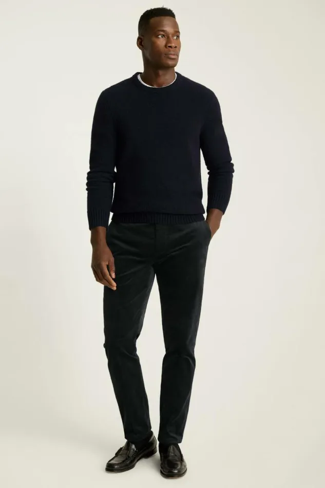 Men Velvet Trousers Jet Black Bonobos Dress Pants