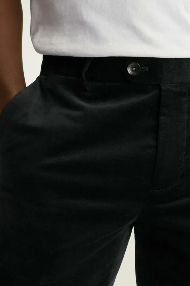 Men Velvet Trousers Jet Black Bonobos Dress Pants