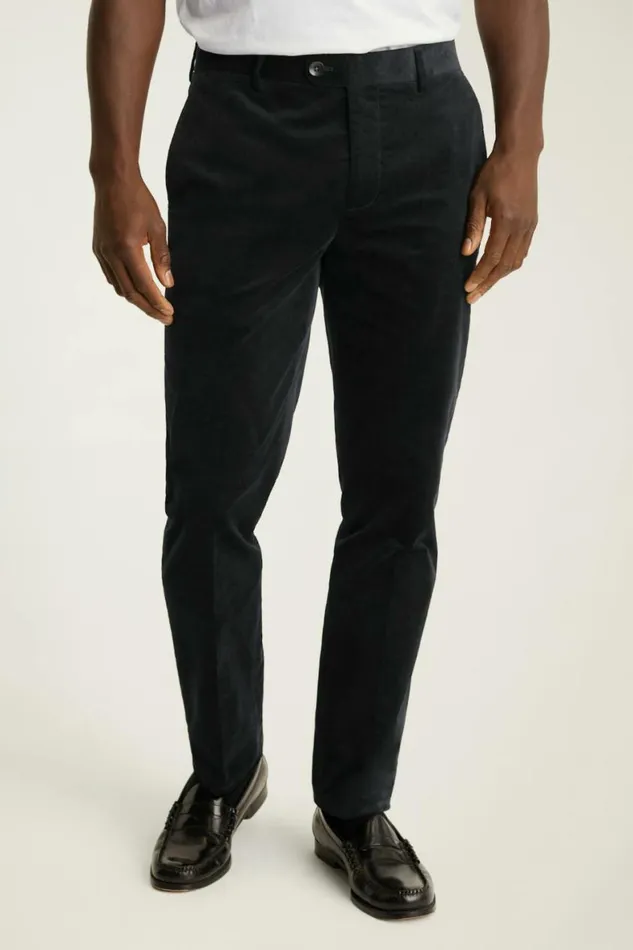 Men Velvet Trousers Jet Black Bonobos Dress Pants