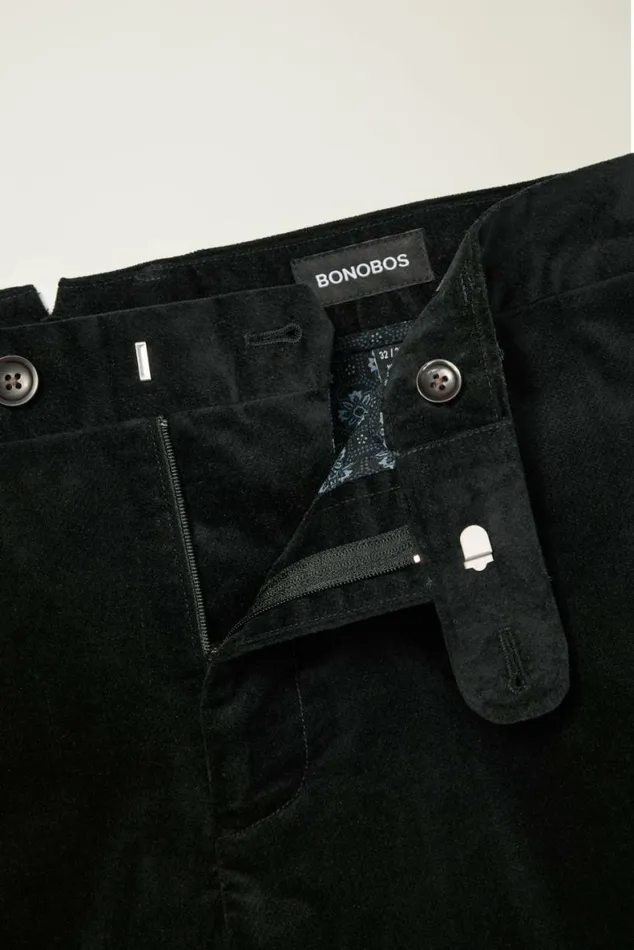 Men Velvet Trousers Jet Black Bonobos Dress Pants