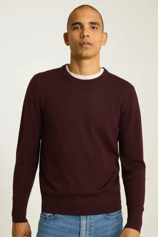 Men Washable Merino Crew Neck Sweater Maroon Bonobos Crew and VNeck Sweaters