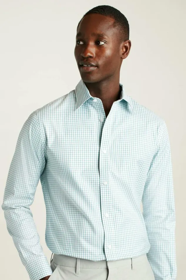 Men Weekday Warrior Dress Shirt Dusty Teal Birch Tattersal Bonobos Business Casual Shirts