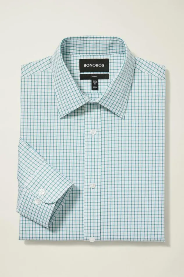 Men Weekday Warrior Dress Shirt Dusty Teal Birch Tattersal Bonobos Business Casual Shirts