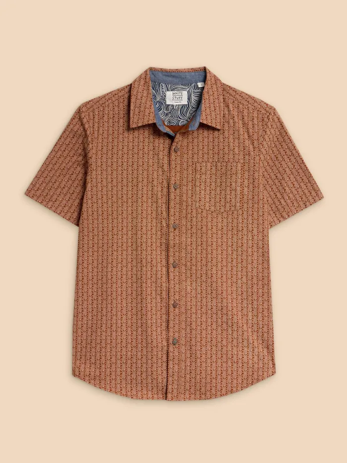 Men White Stuff Clothing Geo Pineapple Printed SS Shirt Men White Stuff Clothing Geo Pineapple Printed SS Shirt