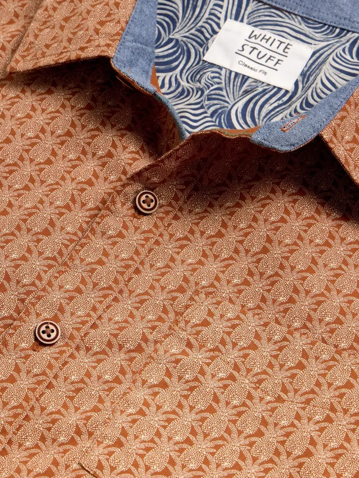 Men White Stuff Clothing Geo Pineapple Printed SS Shirt Men White Stuff Clothing Geo Pineapple Printed SS Shirt