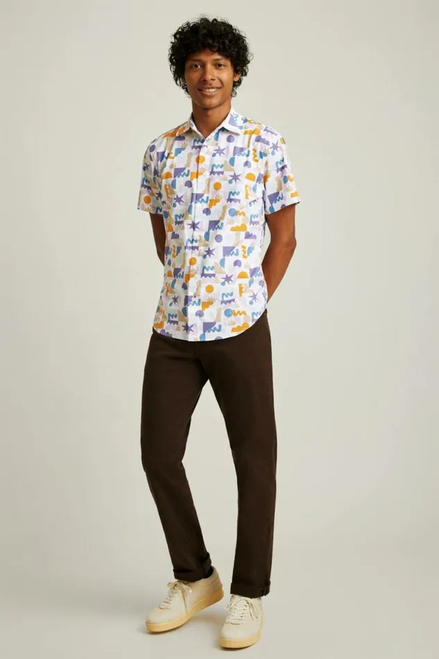 Men Will Bryant X Stretch Riviera Short Sleeve Shirt White Bonobos Short Sleeve Shirts