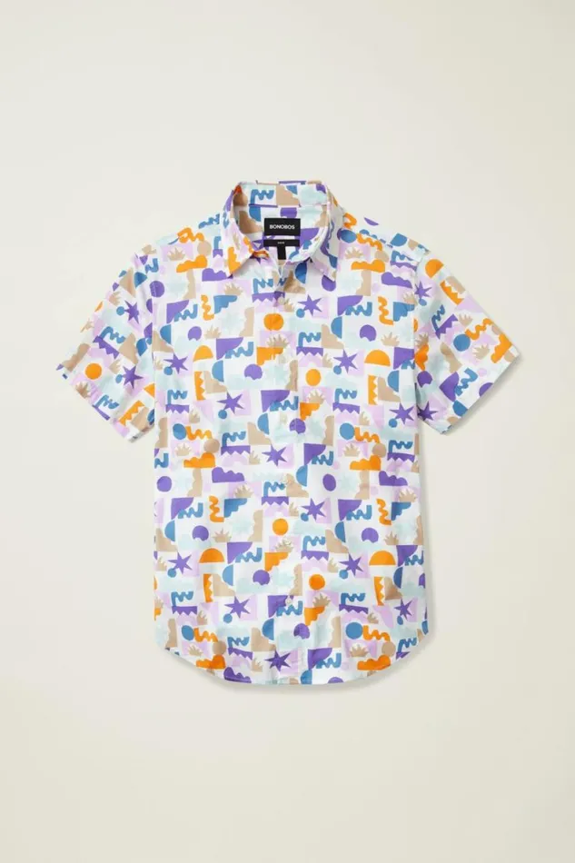 Men Will Bryant X Stretch Riviera Short Sleeve Shirt White Bonobos Short Sleeve Shirts