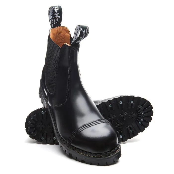 MenWomen Solovair Steel Toe Boots Black HiShine Steel Toe Capped Dealer Boot