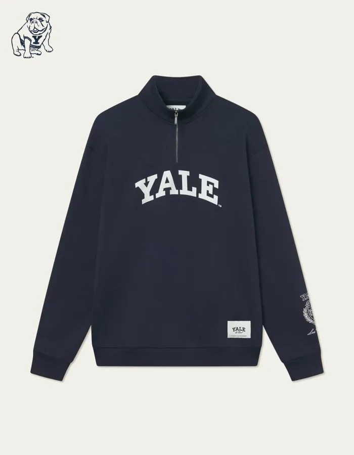 Men Yale Logo HalfZip Sweatshirt 8211 Dark Navy Les Deux HoodiesSweatshirts