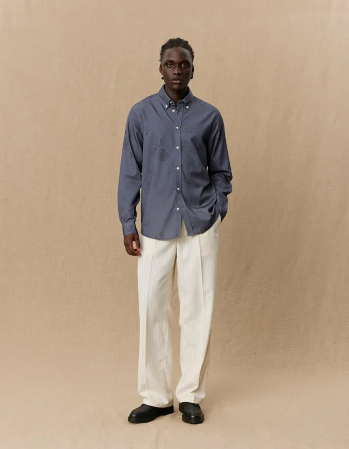 Men Yale Satin Jacquard Shirt 8211 BlackBlack Les Deux ShirtsOvershirts