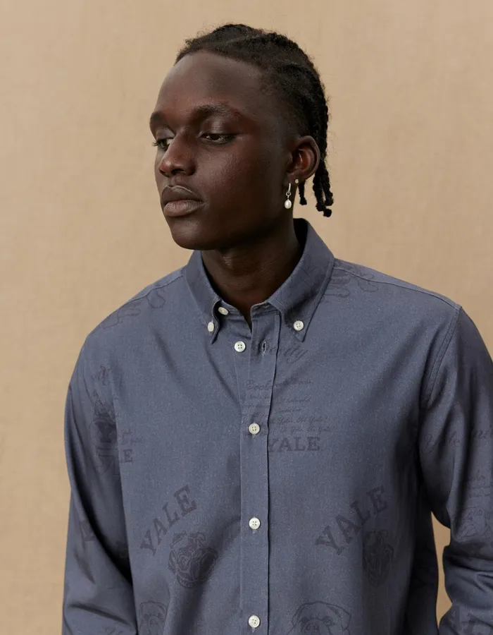 Men Yale Satin Jacquard Shirt 8211 BlackBlack Les Deux ShirtsOvershirts