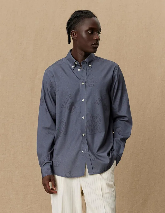 Men Yale Satin Jacquard Shirt 8211 BlackBlack Les Deux ShirtsOvershirts