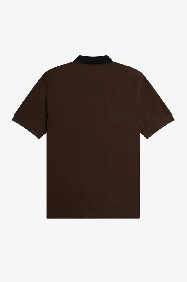 Men Zip Through Polo Shirt Burnt Tobacco Fred Perry Polo Shirts