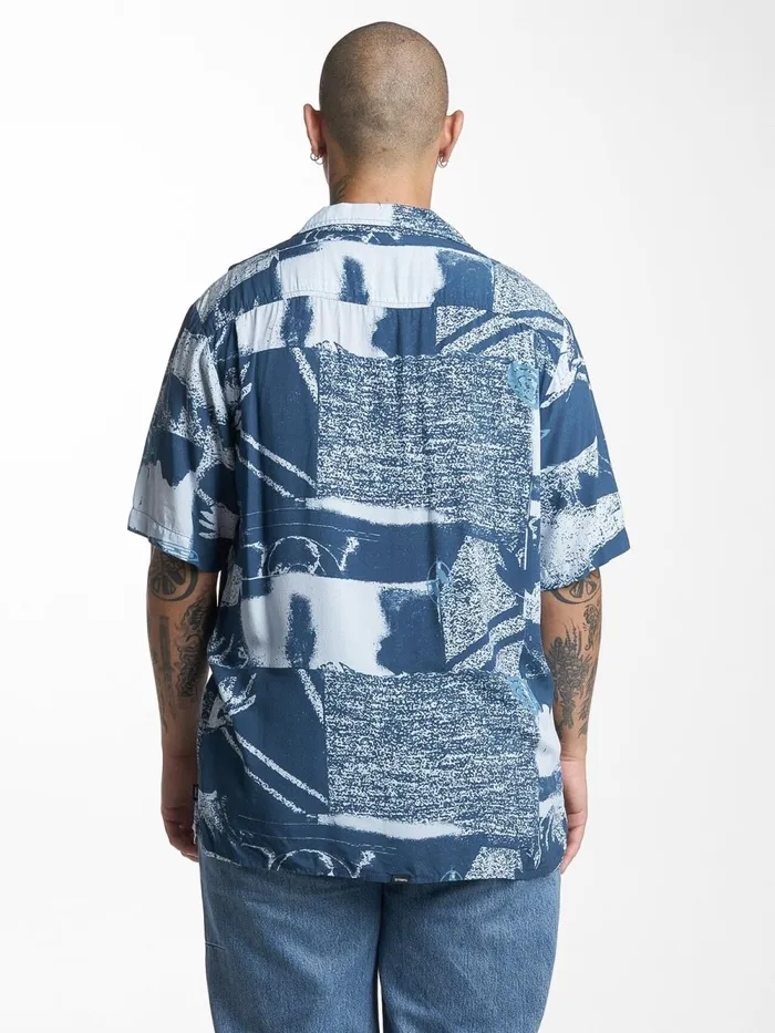 Mens Alchemy Bowling Shirt Blue Thrills Shirts