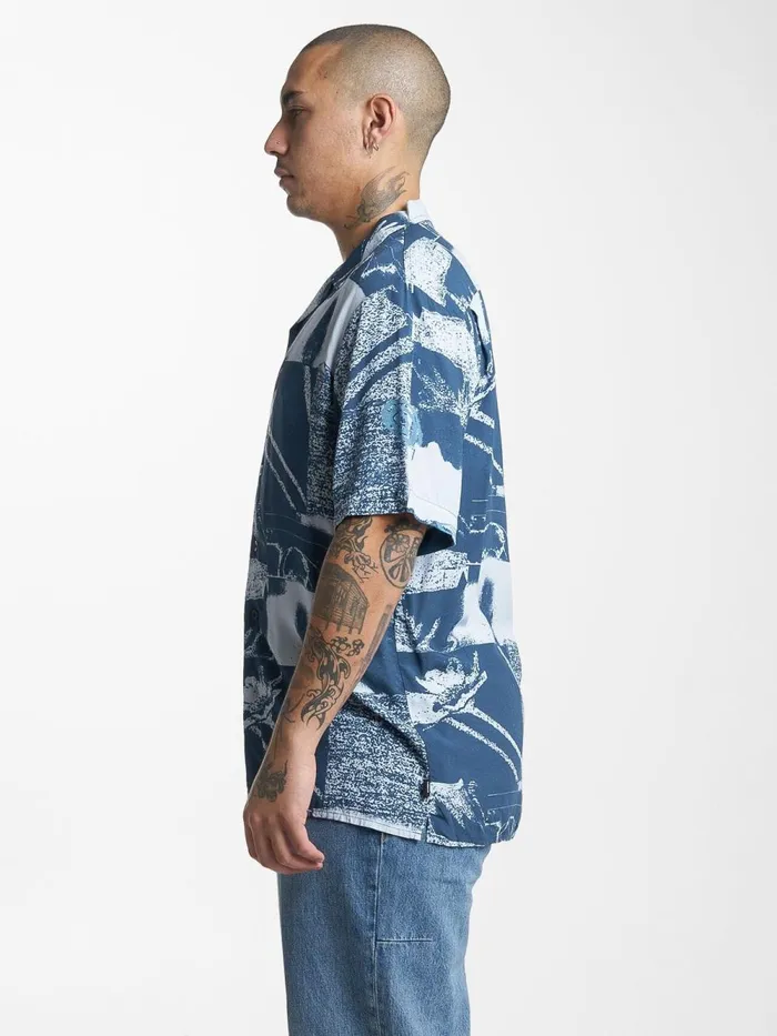 Mens Alchemy Bowling Shirt Blue Thrills Shirts