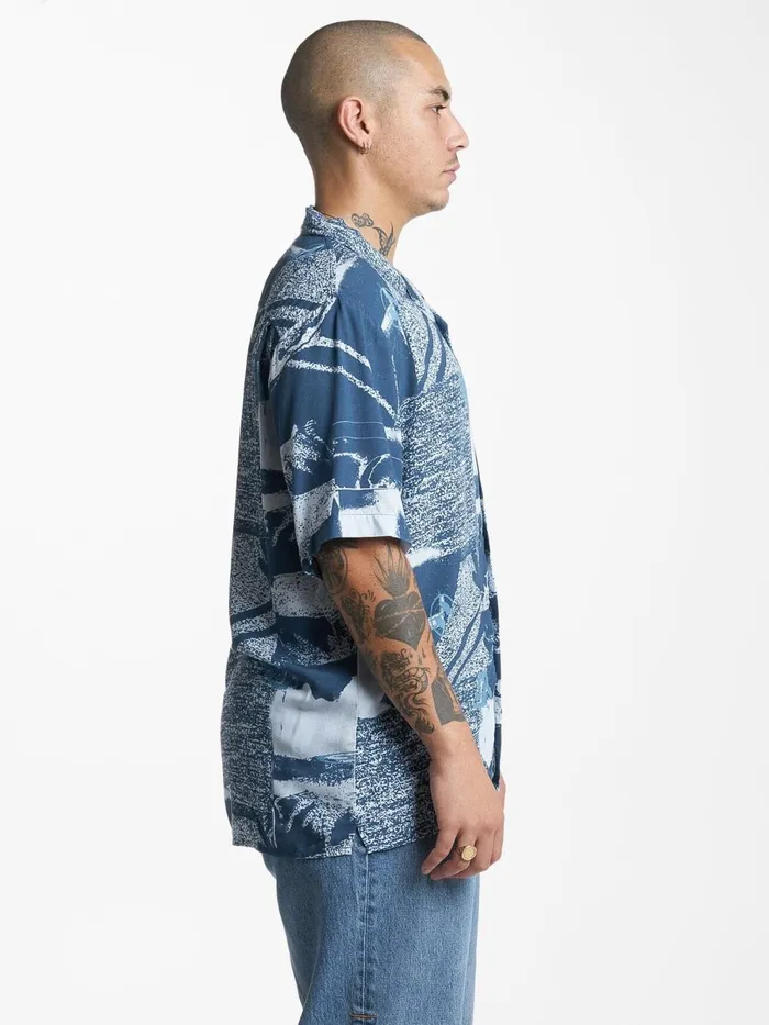 Mens Alchemy Bowling Shirt Blue Thrills Shirts
