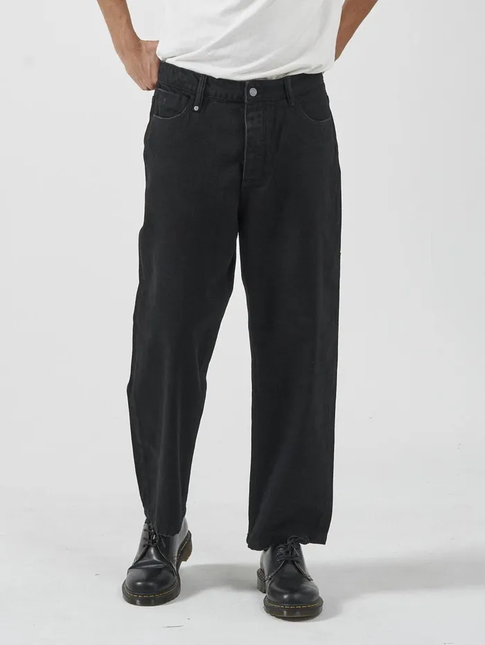 Mens Big Slacker Denim Jean Black Rinse Thrills Denim