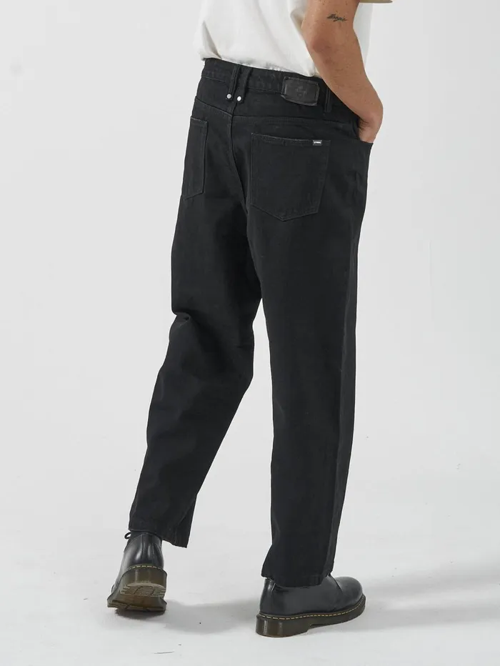 Mens Big Slacker Denim Jean Black Rinse Thrills Denim