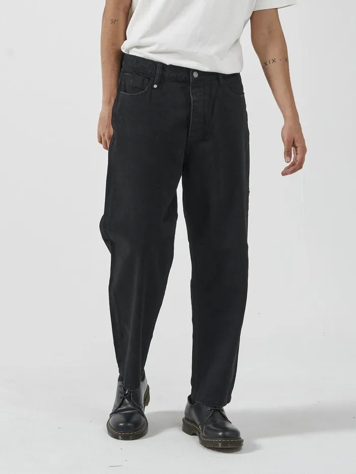 Mens Big Slacker Denim Jean Black Rinse Thrills Denim
