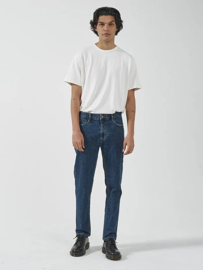 Mens Bones Denim Jean Dark Rinse Blue Thrills Denim