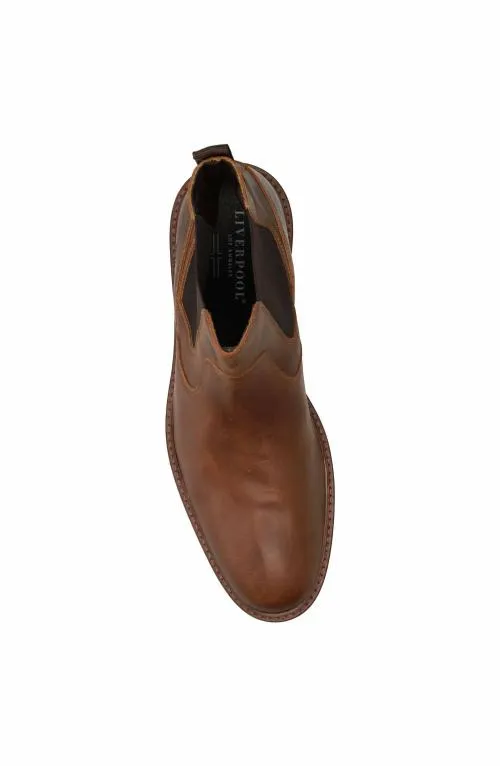 Mens Boots Liverpool Los Angeles Warren Burnished Leather Boot Dark Brown