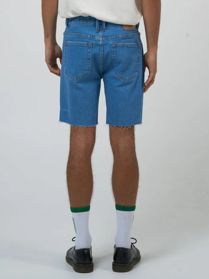 Mens Destroyed Bones Denim Short Peel Blue Thrills Denim Shorts