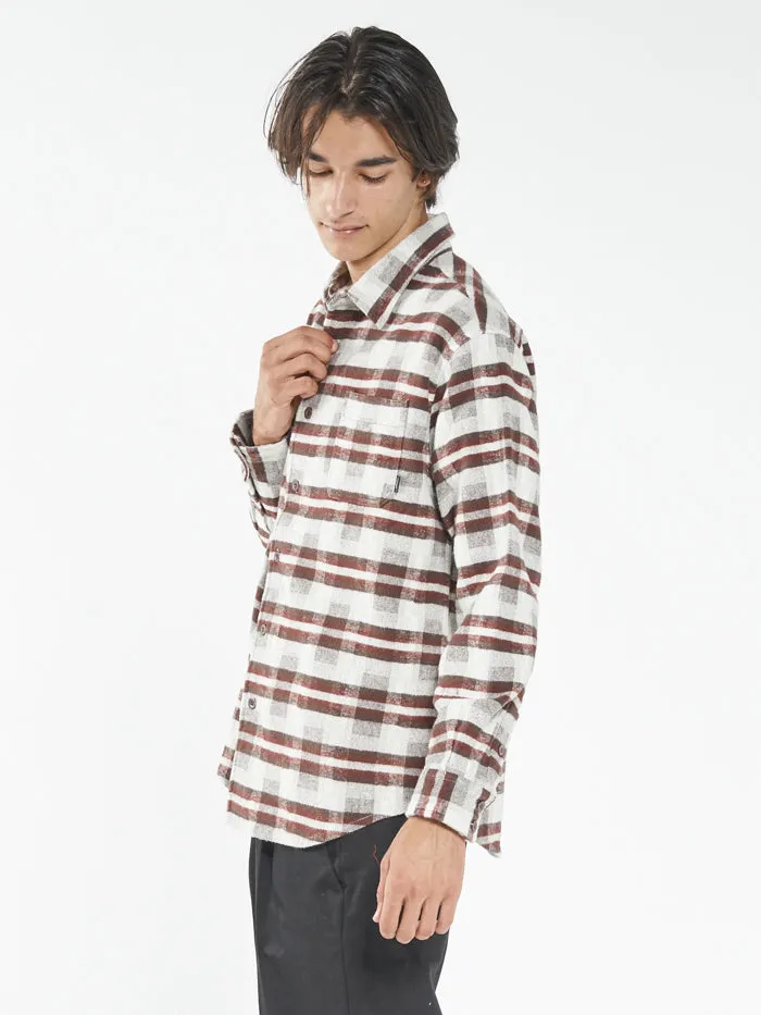 Mens Eighty Four Long Sleeve Flannel Shirt Brown Thrills Shirts