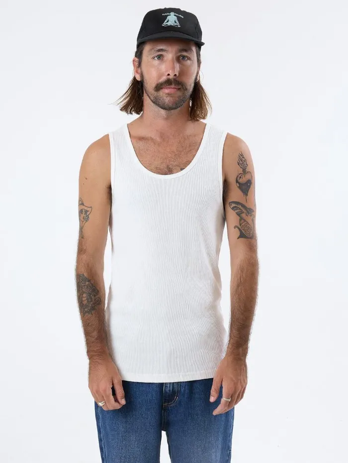 Mens Endless Rib Tank Dirty White Thrills Tees and Tank Tops