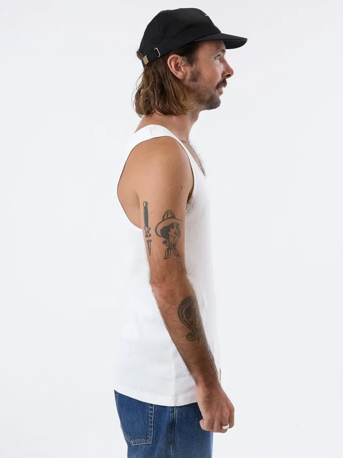 Mens Endless Rib Tank Dirty White Thrills Tees and Tank Tops