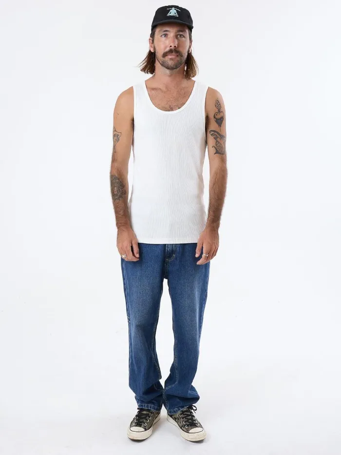 Mens Endless Rib Tank Dirty White Thrills Tees and Tank Tops