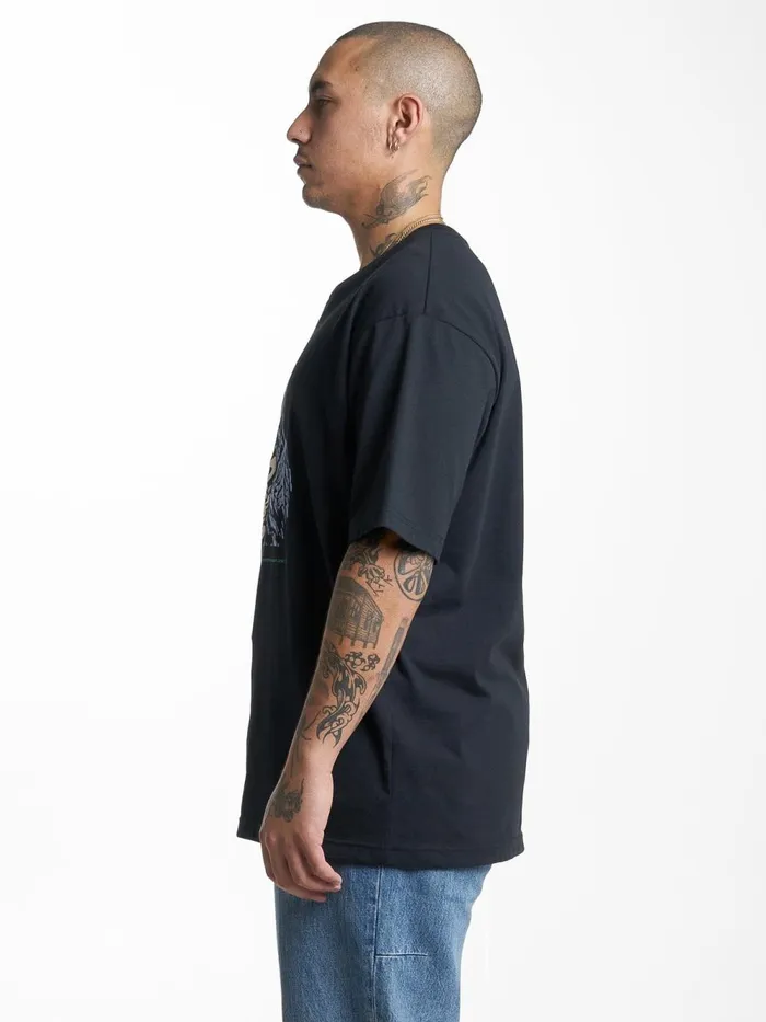 Mens Enjoying Reality Oversize Fit Tee Washed Black Thrills Tees and Tank Tops