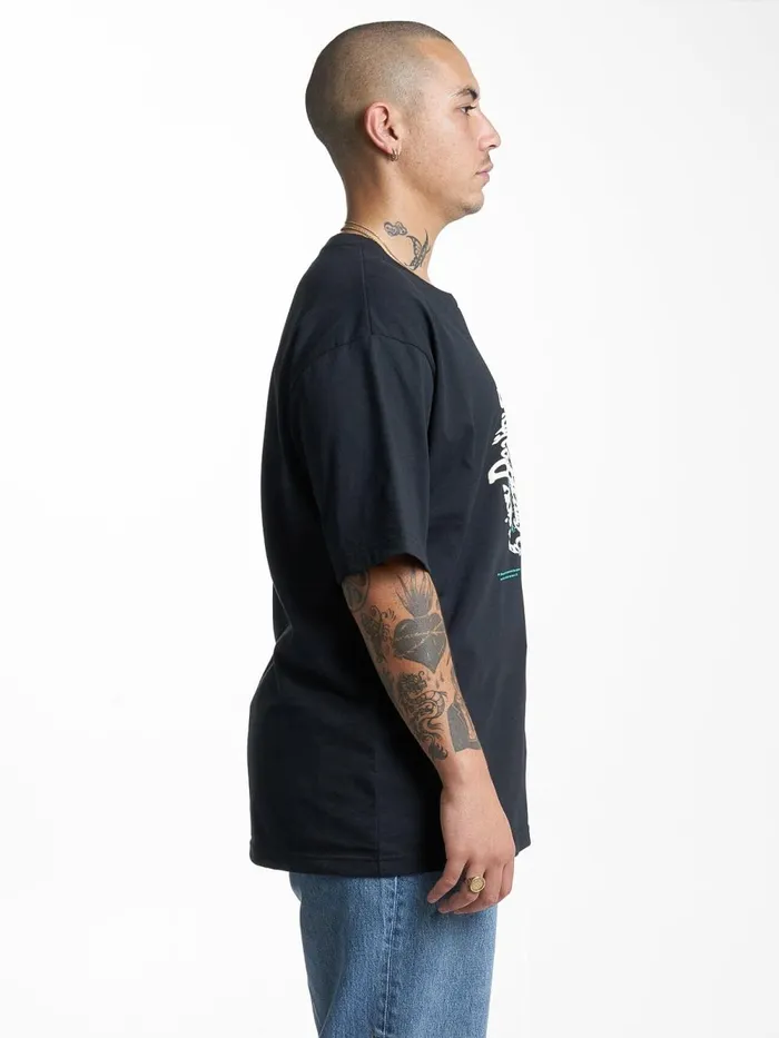 Mens Enjoying Reality Oversize Fit Tee Washed Black Thrills Tees and Tank Tops
