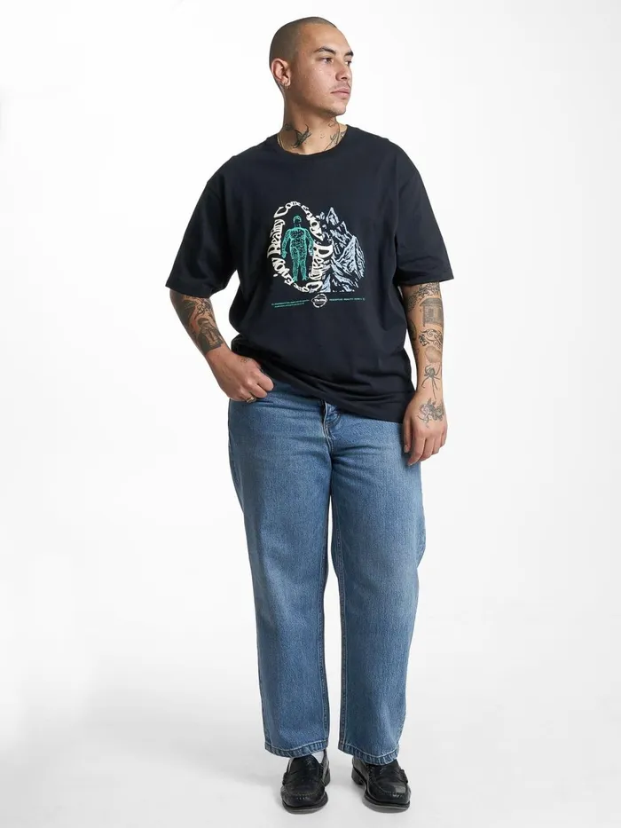 Mens Enjoying Reality Oversize Fit Tee Washed Black Thrills Tees and Tank Tops