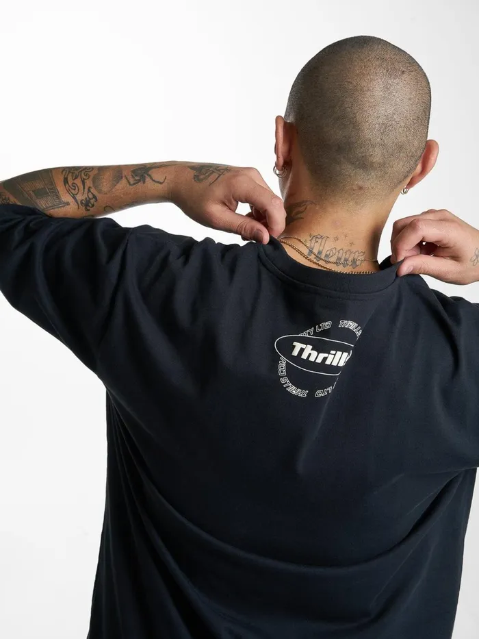 Mens Enjoying Reality Oversize Fit Tee Washed Black Thrills Tees and Tank Tops